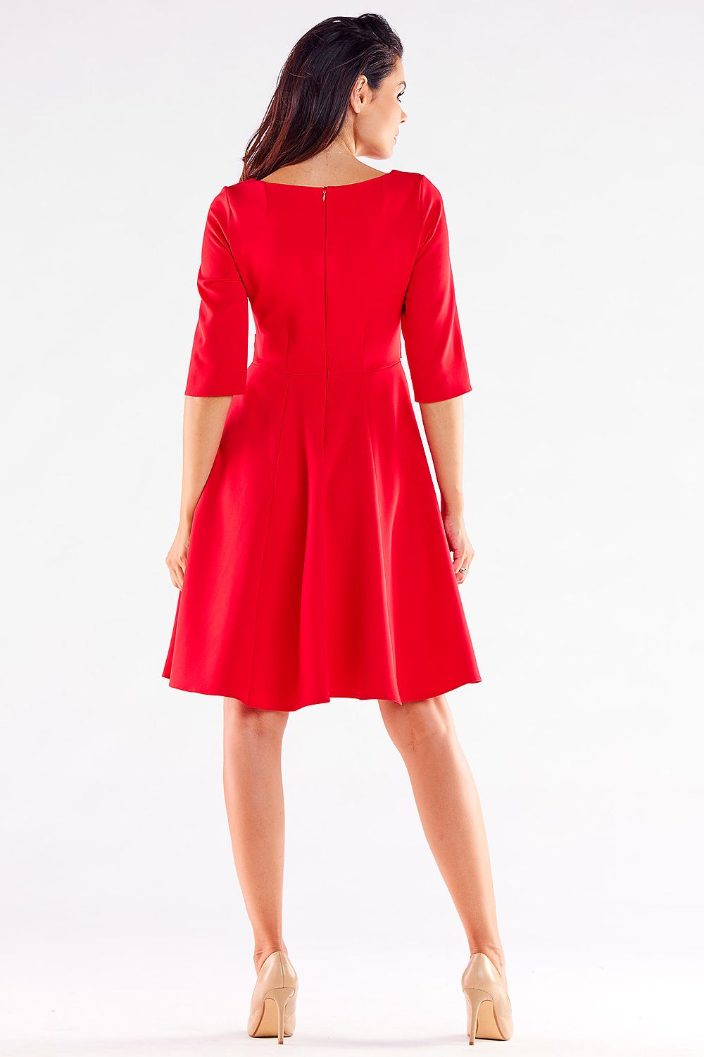 Blushed Awama Daydress with Decorative Buttons and Flattering Silhouette, Made in Poland