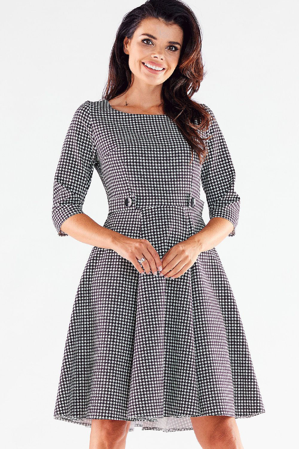 Blushed Awama Daydress with Decorative Buttons and Flattering Silhouette, Made in Poland