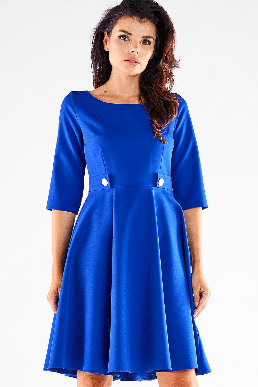 Blushed Awama Daydress with Decorative Buttons and Flattering Silhouette, Made in Poland