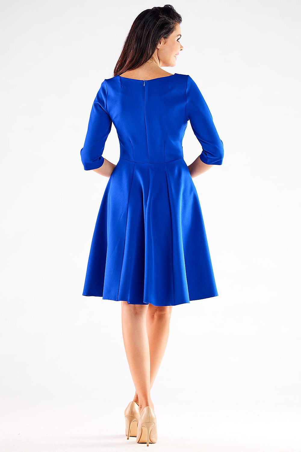 Blushed Awama Daydress with Decorative Buttons and Flattering Silhouette, Made in Poland