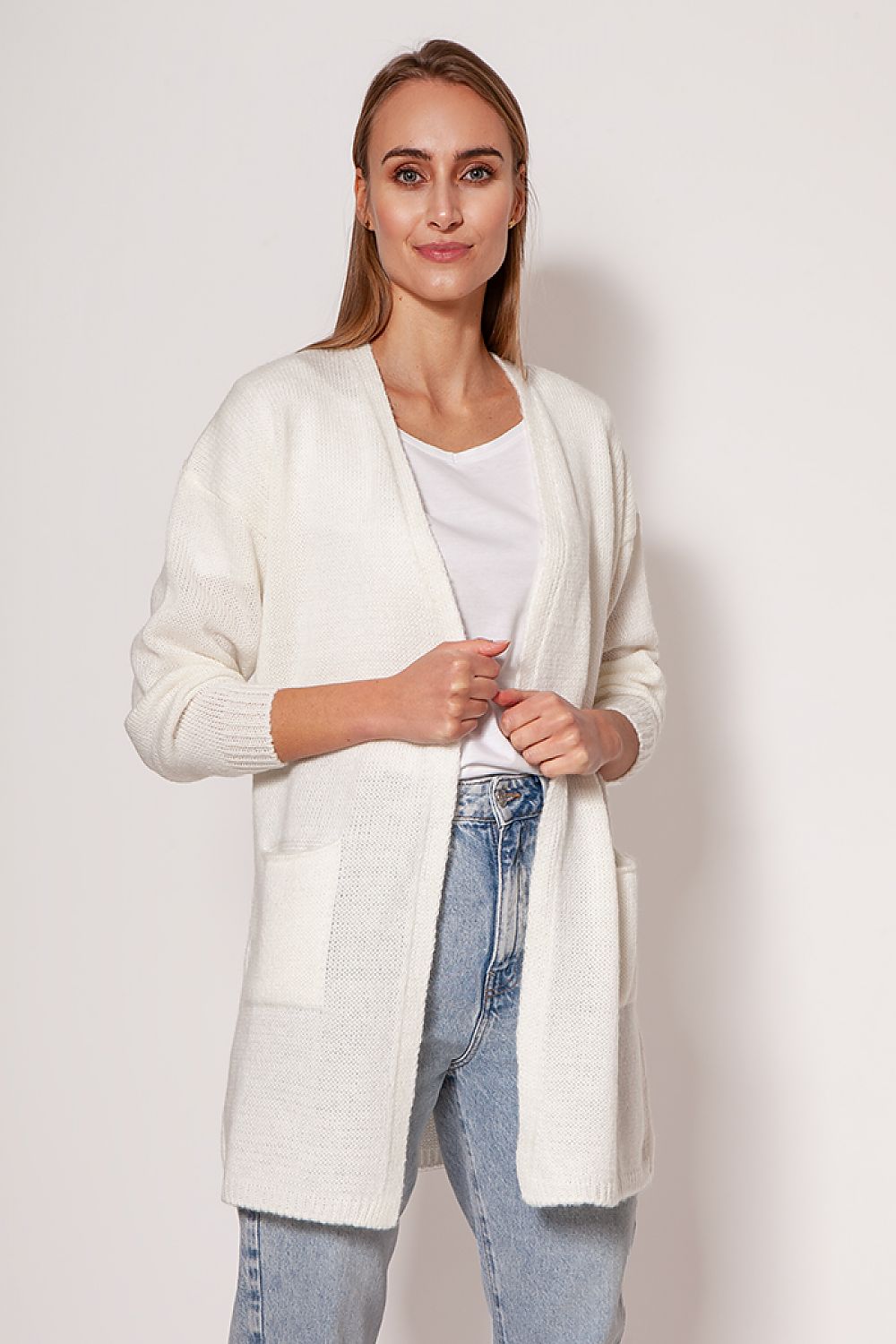 Luxury MKM Melange Knit Cardigan with Dropped Shoulders and Hip Pockets - Available in Plus Sizes