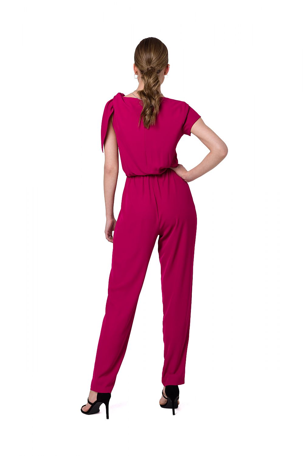 Stylish One-Shoulder Jumpsuit with Tapered Legs and Elastic Waist by Stylove