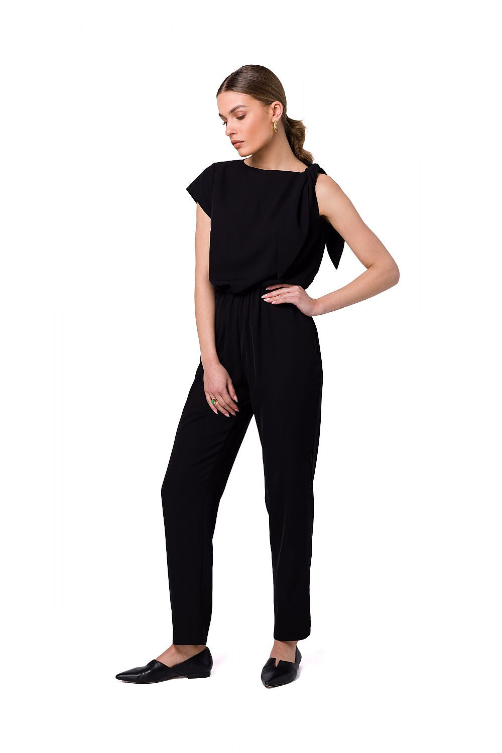 Stylish One-Shoulder Jumpsuit with Tapered Legs and Elastic Waist by Stylove
