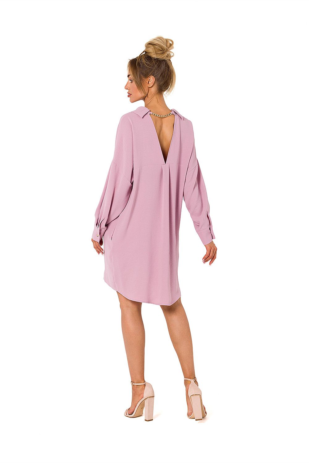Luxury Moe Daydress With Elegant Chain Detail, Long Sleeves & Loose Fit - Sizes S to XXL