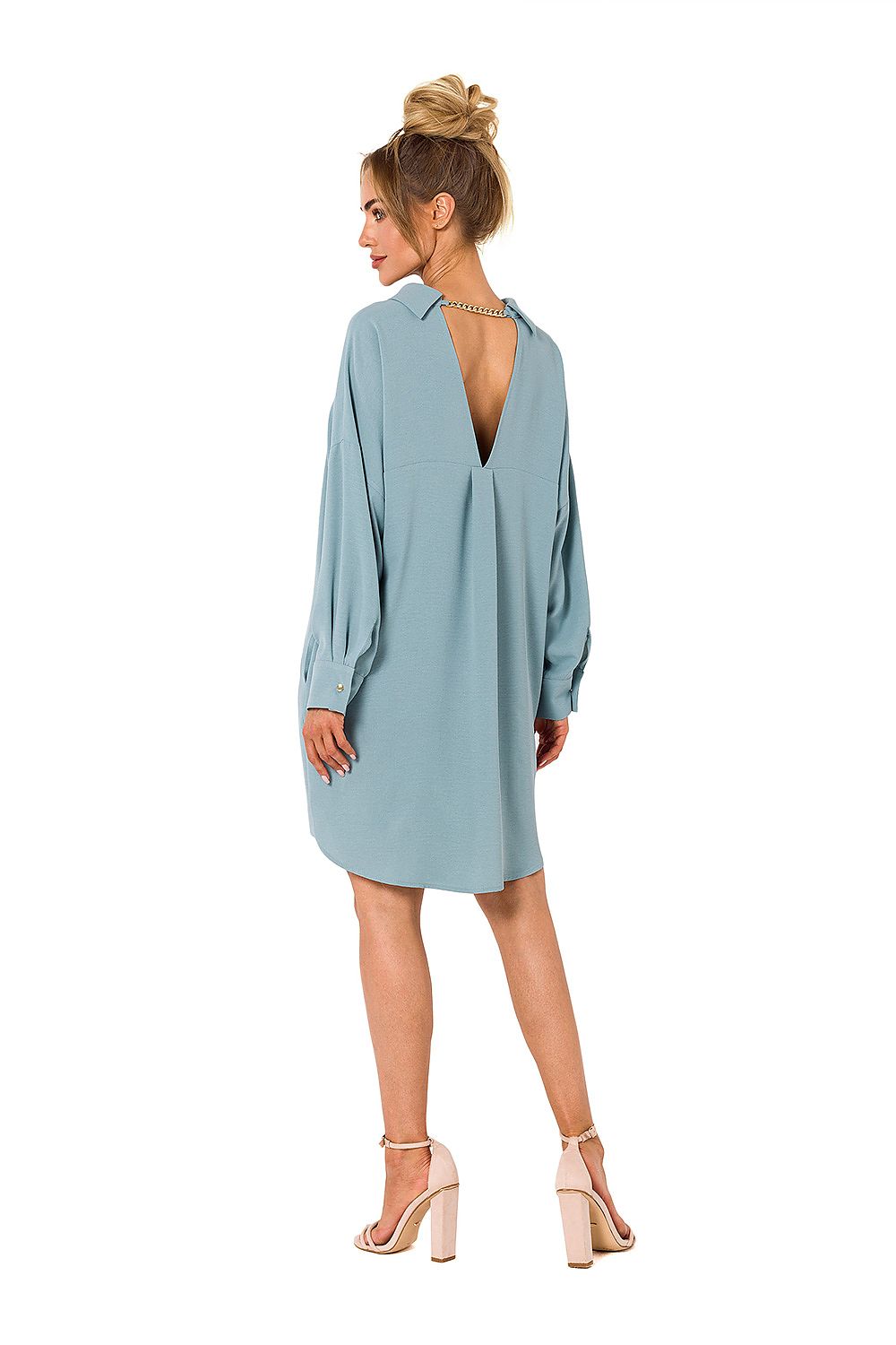 Luxury Moe Daydress With Elegant Chain Detail, Long Sleeves & Loose Fit - Sizes S to XXL