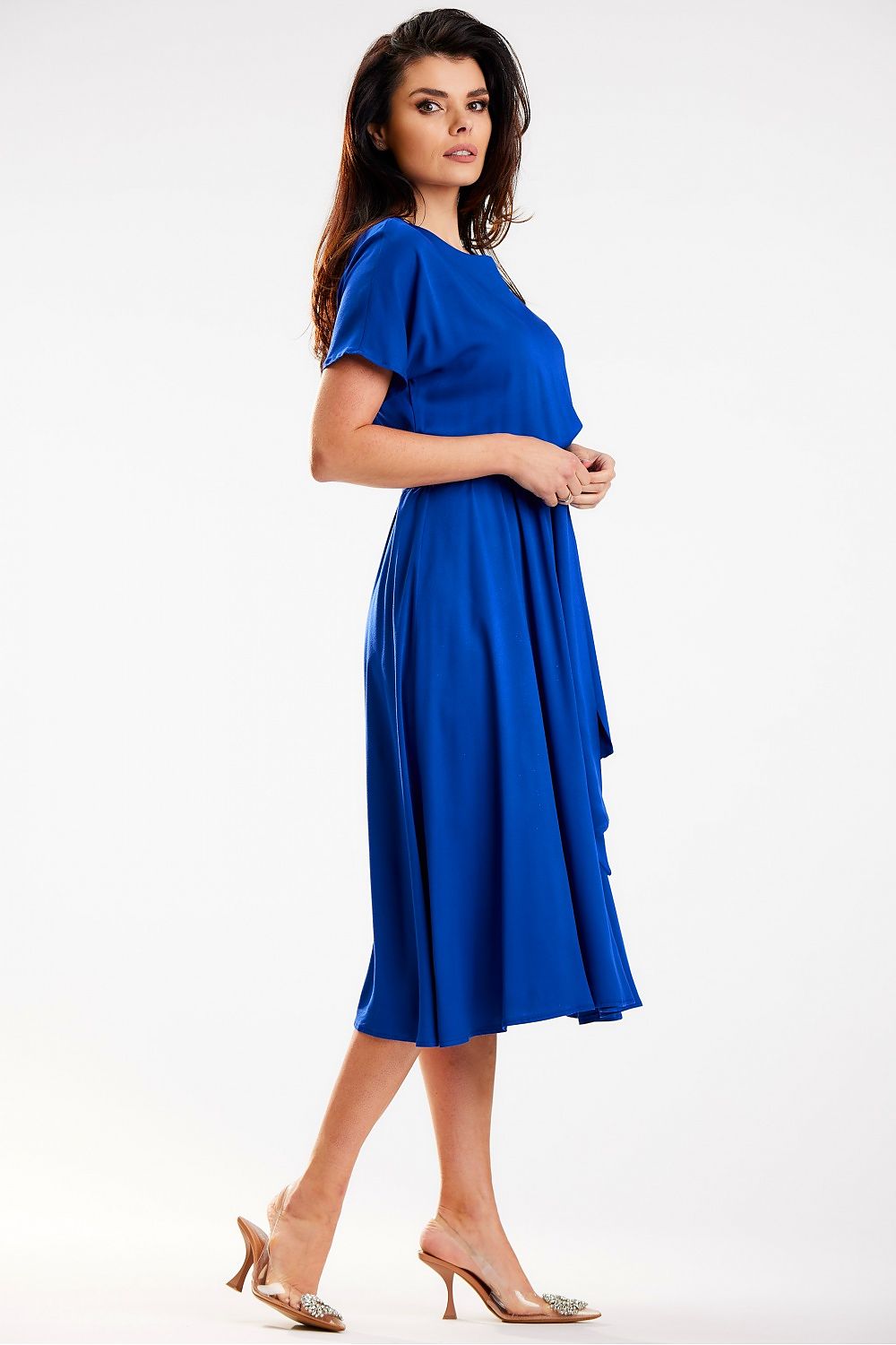 Elegant Midi Length Kimono Dress by Awama – Soft Viscose, Sash Detail, Perfect for Work and Leisure