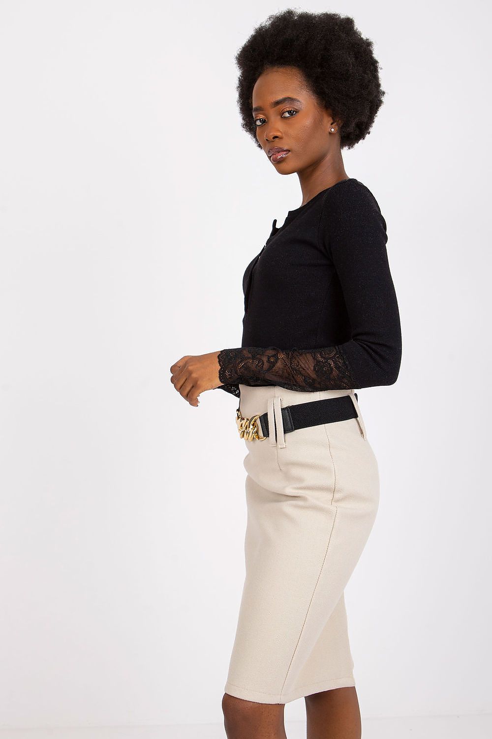 Elegant Ribbed Blouse With Lace Detail by Rue Paris – Daily Casual To Chic Style
