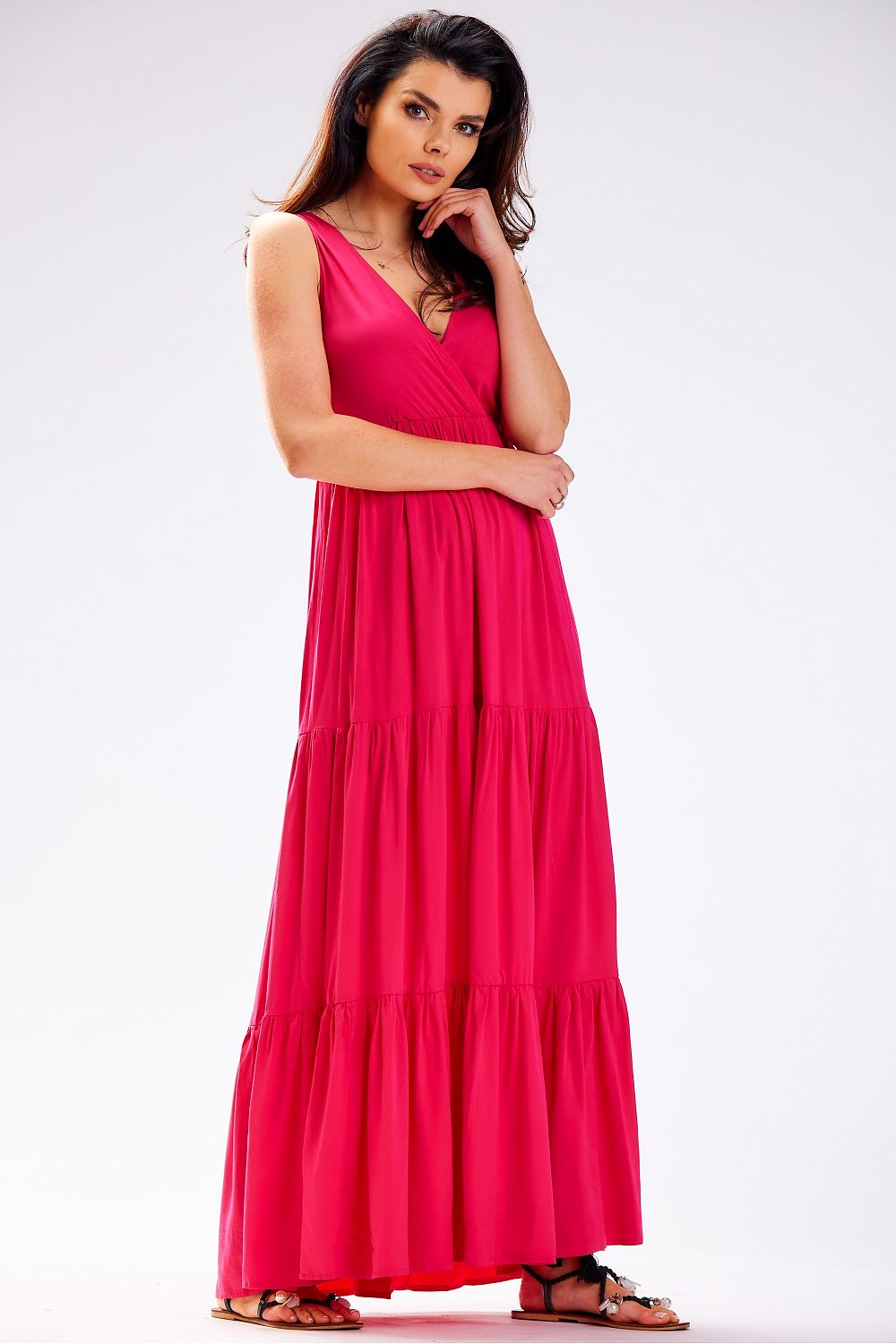 Stylish Loose Summer Daydress by Awama - Natural Viscose with Ruffled Hem, Oversized Fit