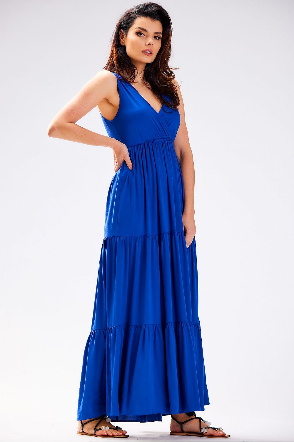 Stylish Loose Summer Daydress by Awama - Natural Viscose with Ruffled Hem, Oversized Fit