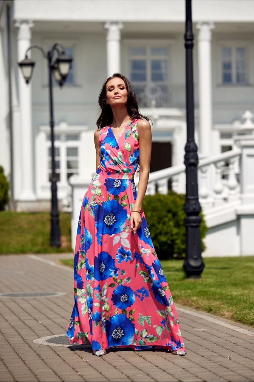 Elegant Floral Daydress with Overlap Neckline and Charming Bow by Roco Fashion