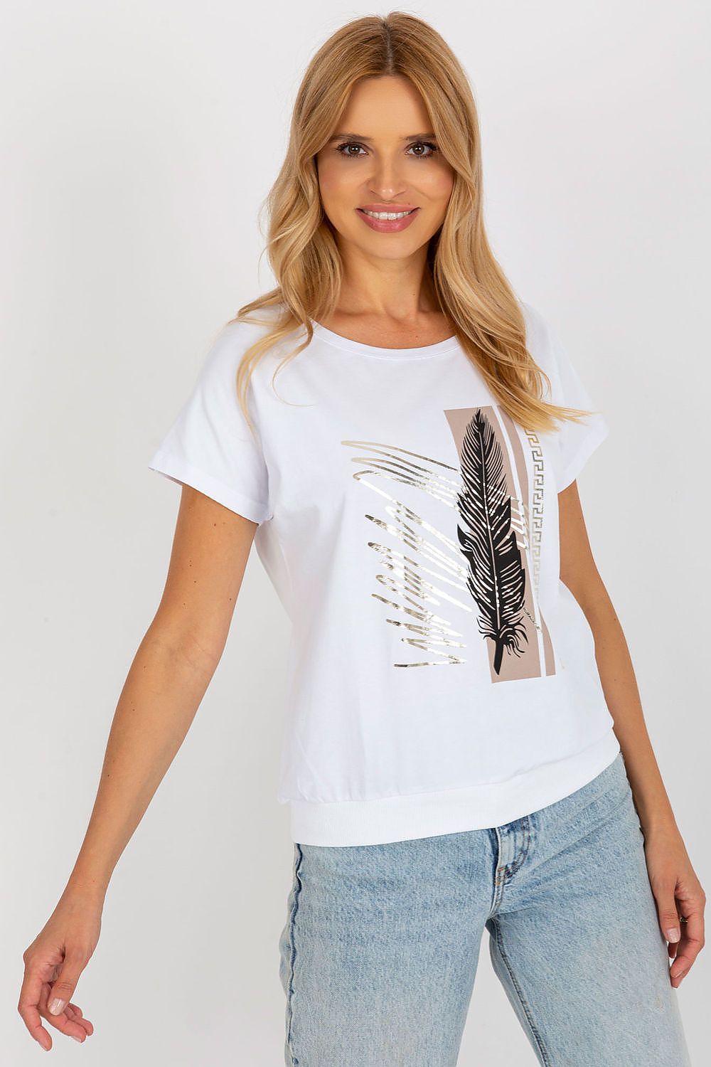 Elegant Rue Paris Cotton Blouse with Decorative Print and Short Sleeves - Available in Sizes S/M & L/XL