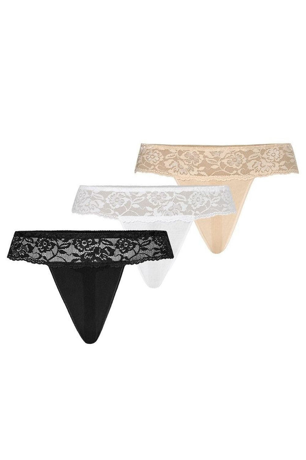 Teyli Women's Black Lace Thong Set - Elegant 3-Pack with Fine Mesh Detailing, Sizes XS-XXL
