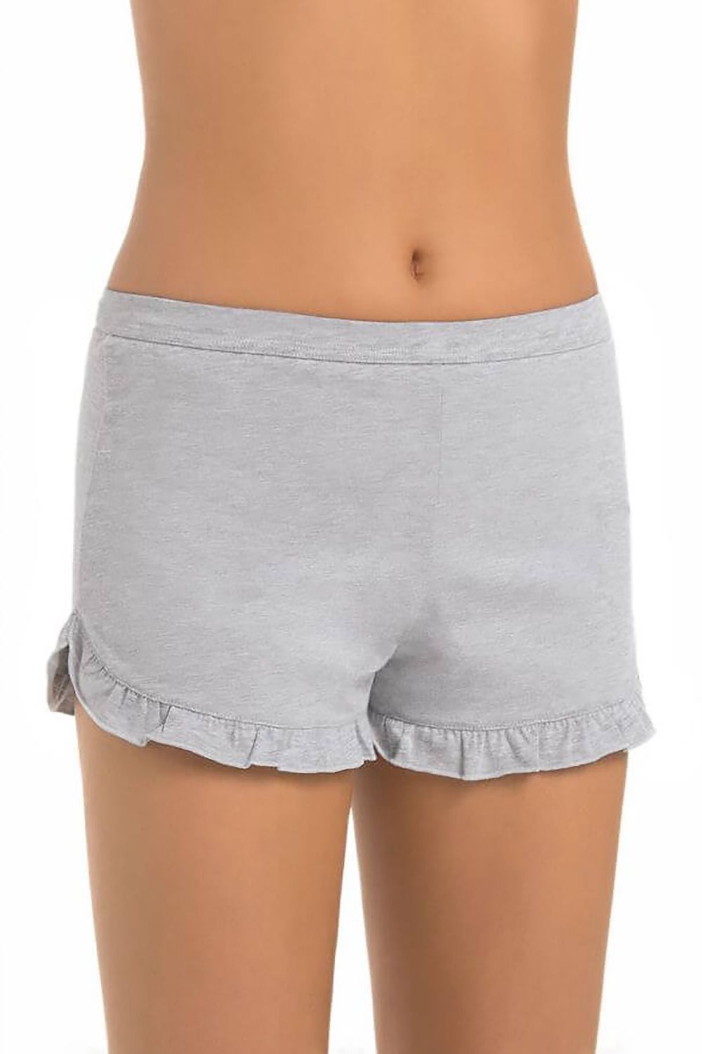 Teyli Women's Grey Frill Shorts - Soft Viscose, Comfortable Elastic Waistband, Perfect for Home & Leisure