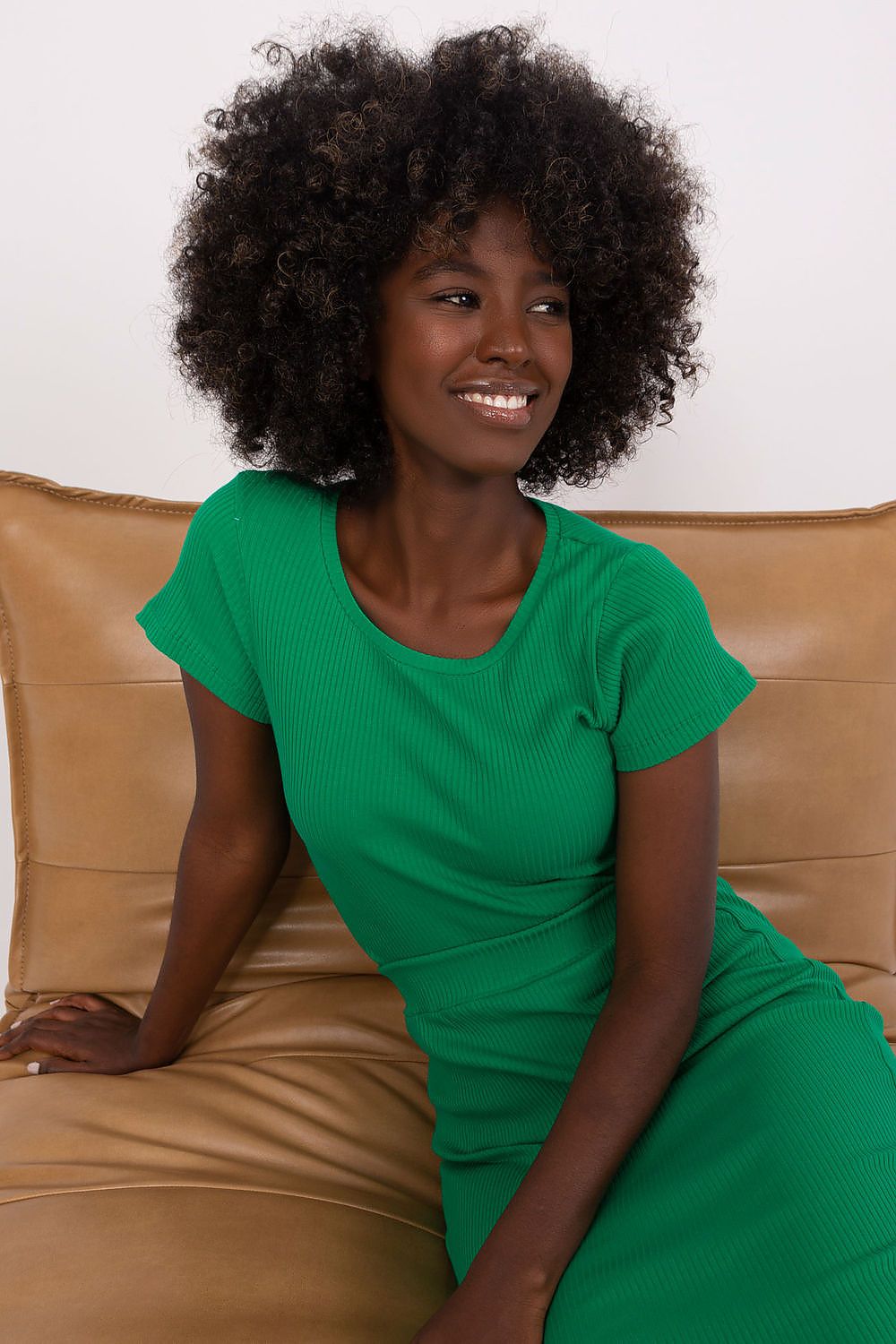 Elegant Fitted Short Sleeve Blouse in Ribbed Cotton-Spandex Blend for Ultimate Comfort