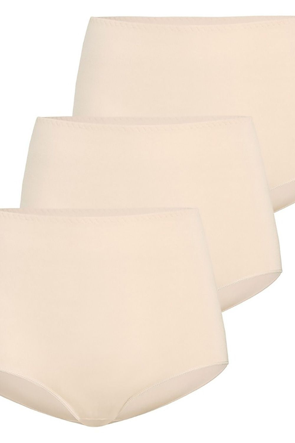 Luxury Bamboo Fiber Women's High-Waist Panties Set - 3-Pack in Beige, Sizes XS to 3XL