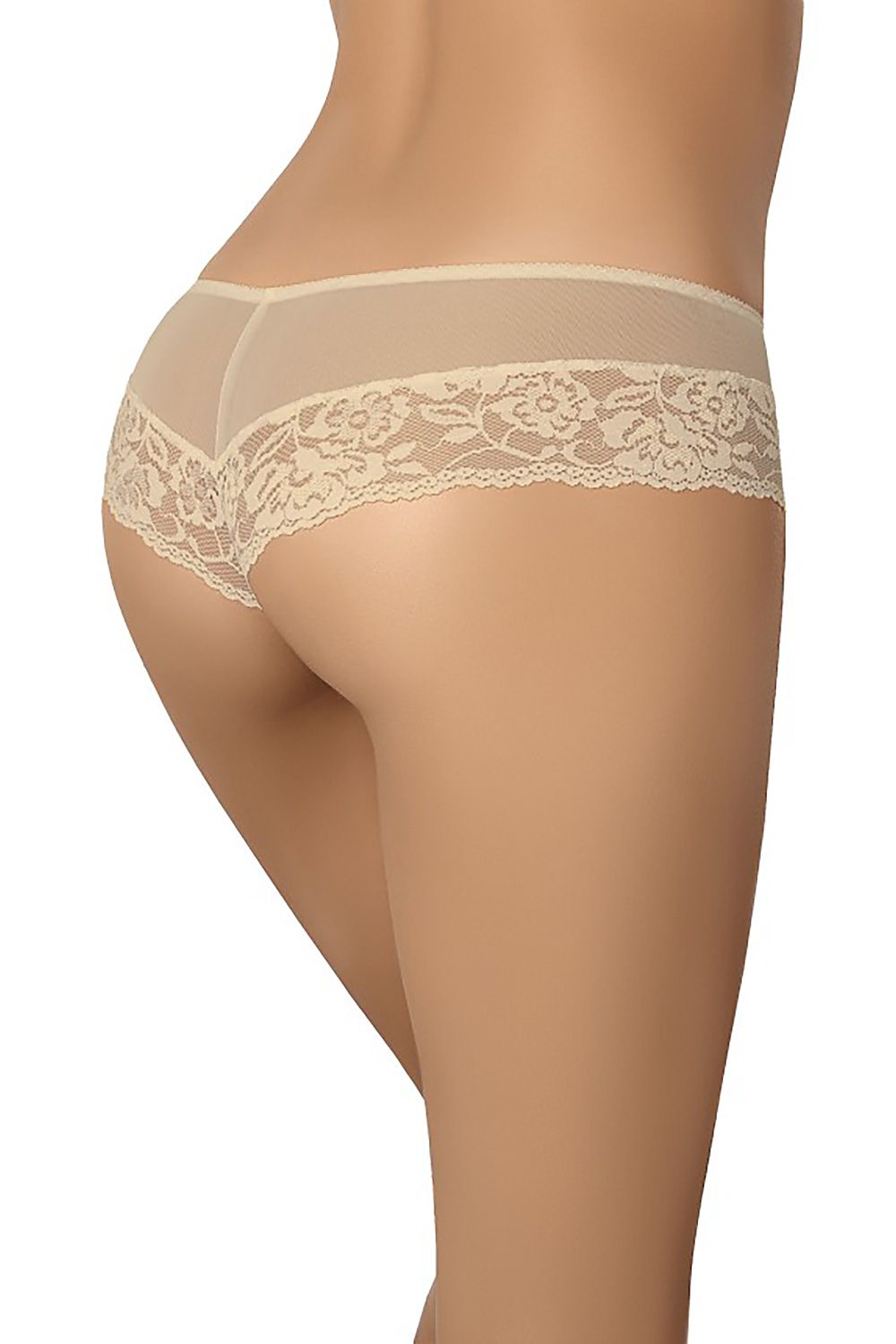 Luxury Teyli Brazilian Style Panties - Elegant Lace Details and Cotton Lining in Flesh Colour