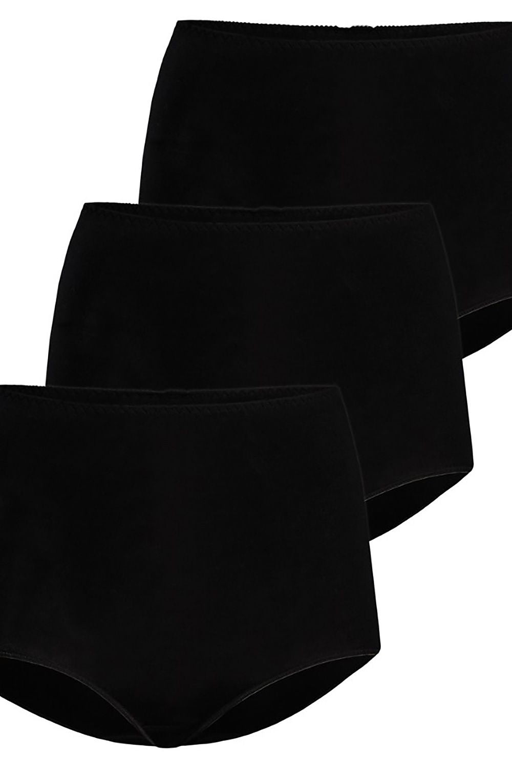 Classic High-Waisted Bamboo Panty Set - 3-Pack in Black, Sizes XS to XXXL