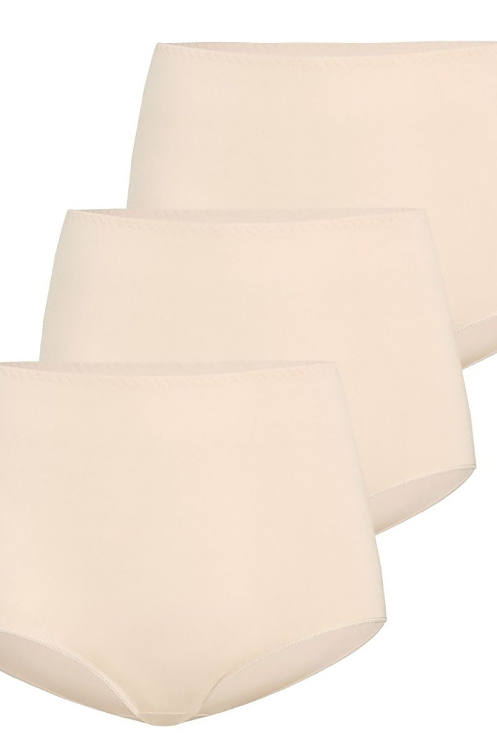 Teyli 3-Pack Women's High-Waisted Bamboo Panties - Antibacterial Comfort in Beige