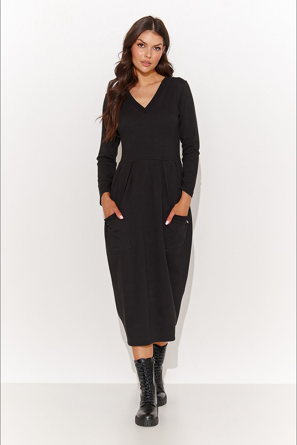 Chic Numinou Daydress - Casual Knee-Length Dress in Khaki, Sand & Black with Pockets