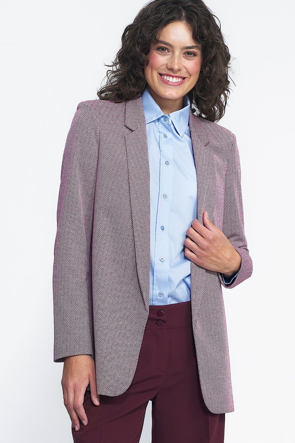 Elegant Unlined Patterned Jacket By Nife - Versatile Fashion For Work, Dates, and Celebrations