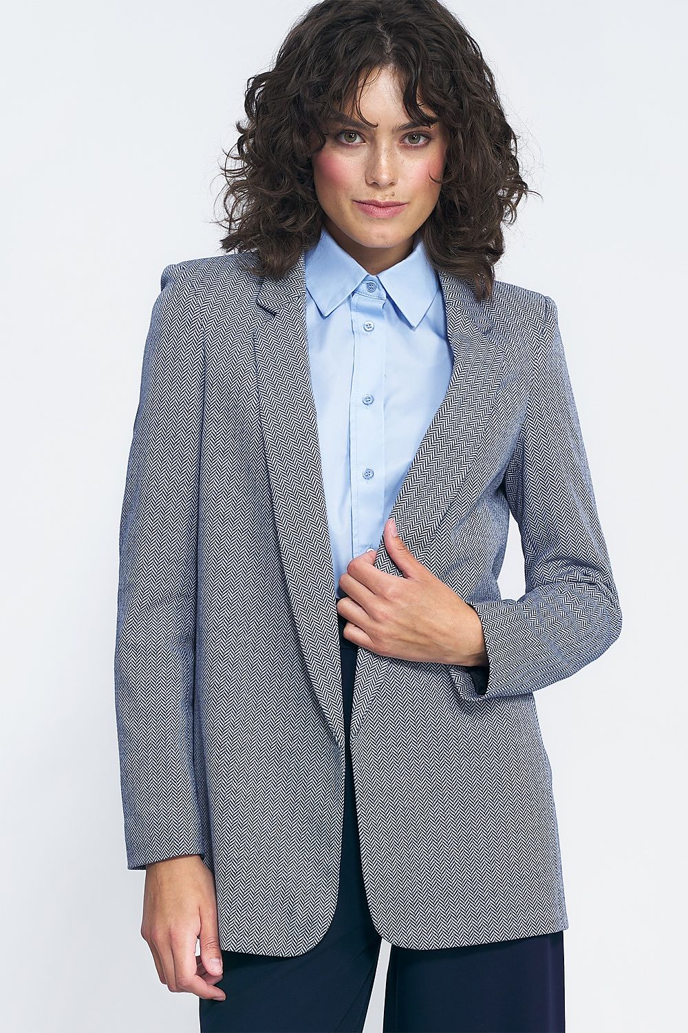Elegant Unlined Patterned Jacket By Nife - Versatile Fashion For Work, Dates, and Celebrations