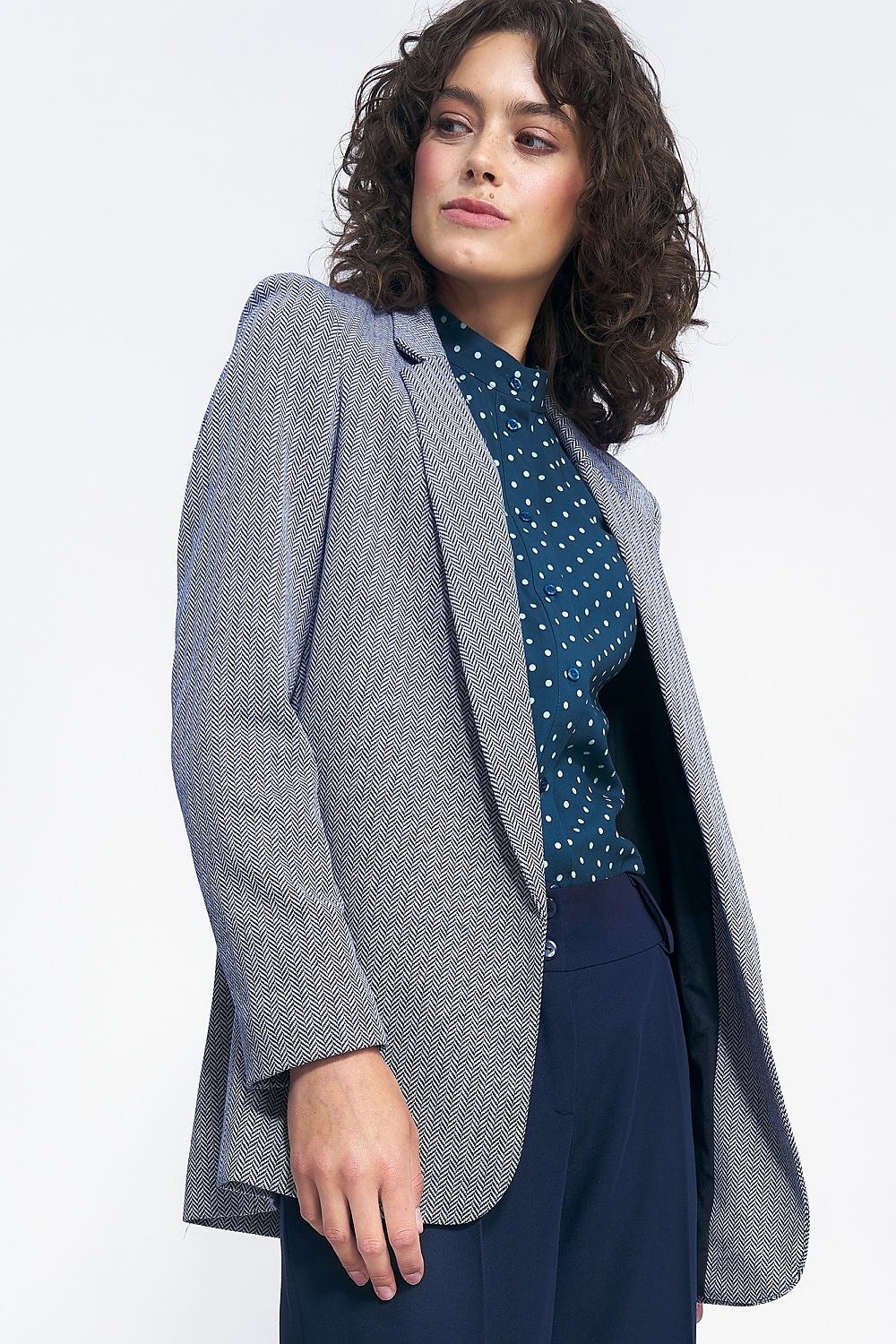 Elegant Unlined Patterned Jacket By Nife - Versatile Fashion For Work, Dates, and Celebrations