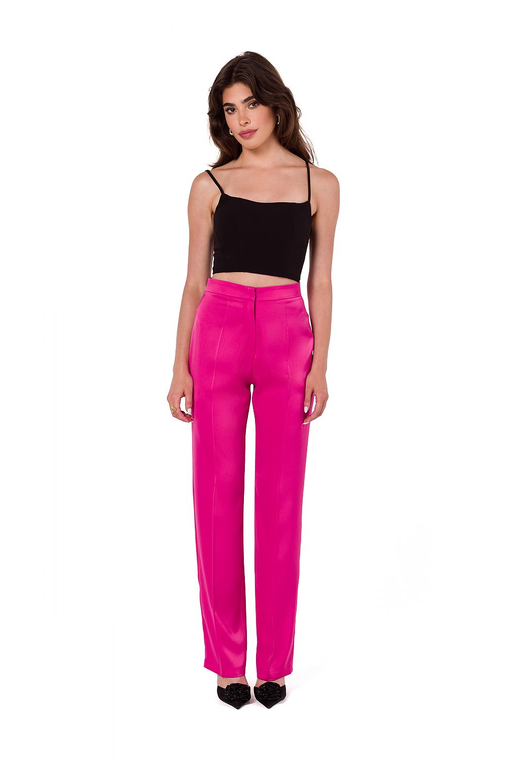 Elegant Satin Trousers for Women by Makover | Classic Straight Leg Design | Unlined Comfort