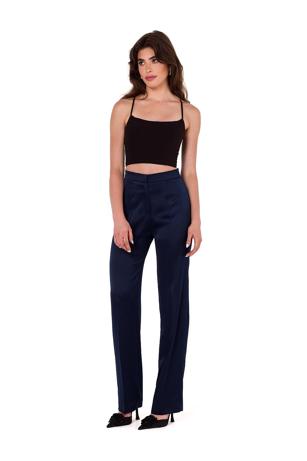 Elegant Satin Trousers for Women by Makover | Classic Straight Leg Design | Unlined Comfort