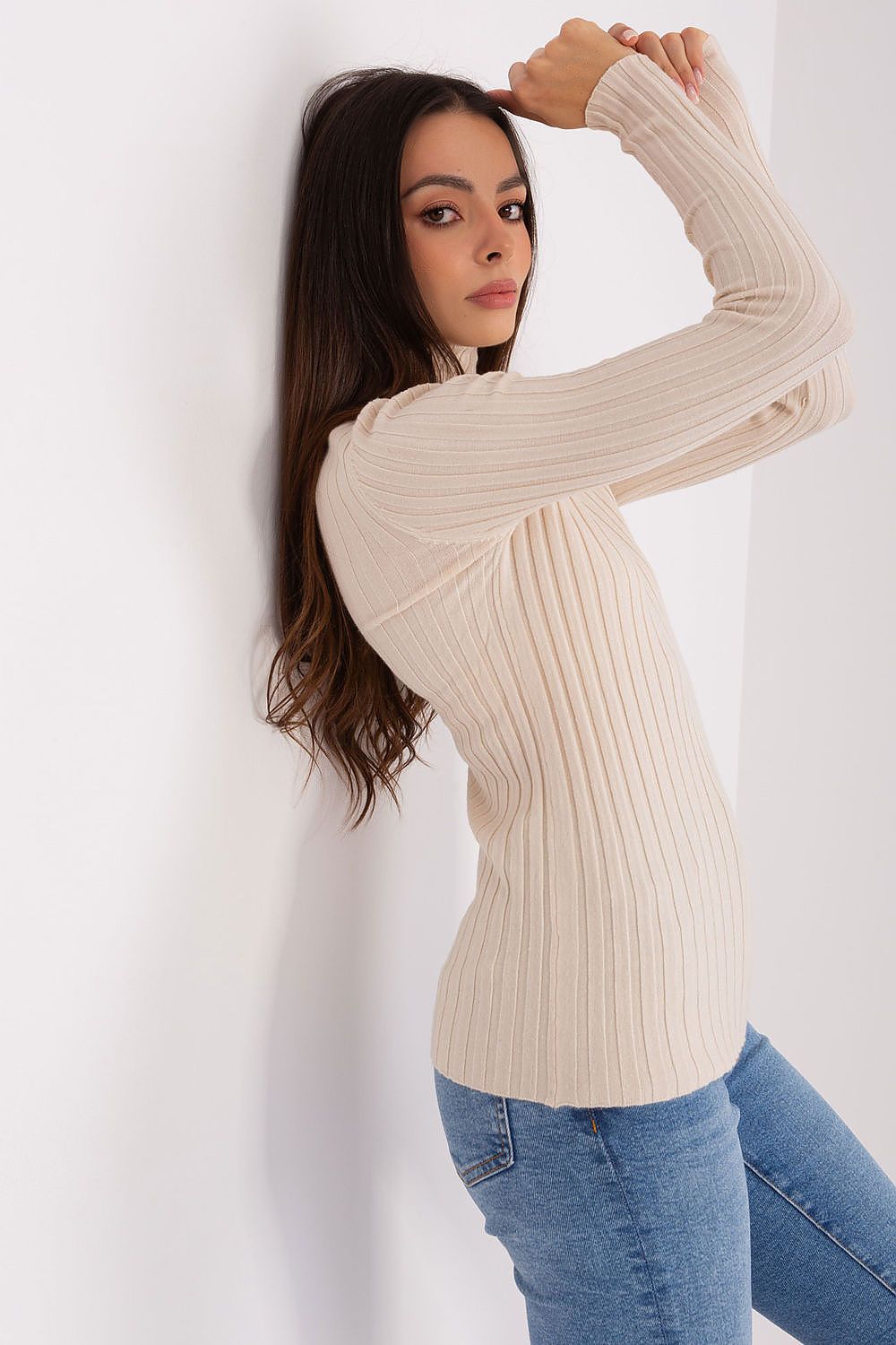 Luxury Viscose Turtleneck Sweater with Ribbed Fabric - Elegant Comfort for Work and Everyday Wear