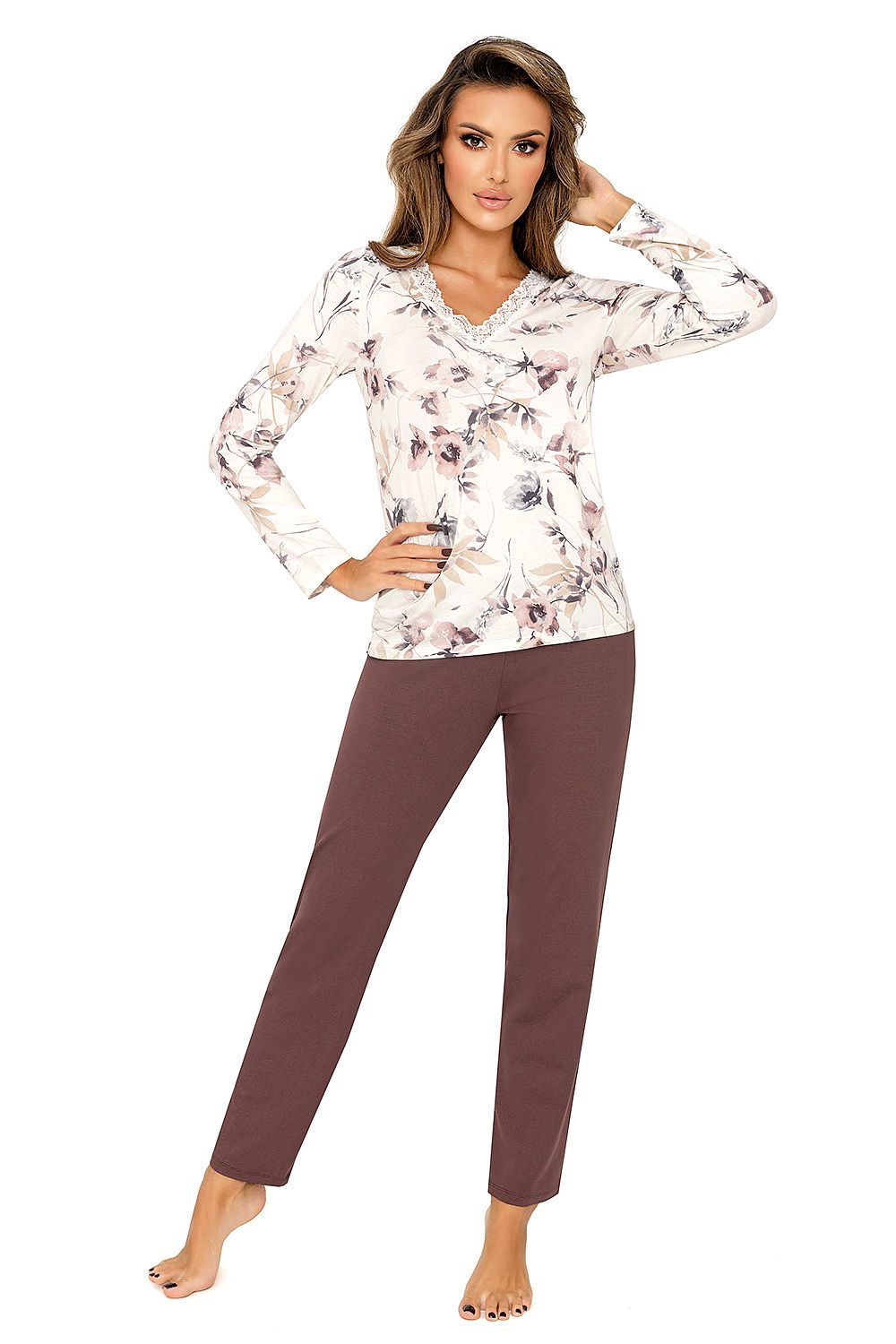 Elegant Belinda Classic Pyjamas Set with Lace Trim, Heather Shorts and Floral Design - Luxury Nightwear