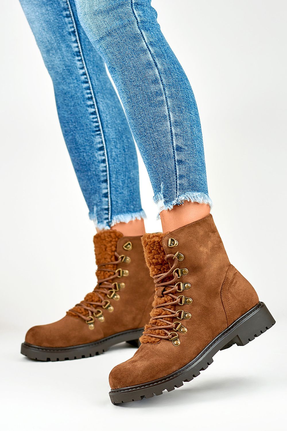 PRIMO Elegant Brown Suede Booties with 15 cm Upper and 3 cm Heel - Comfortable Warm Footwear