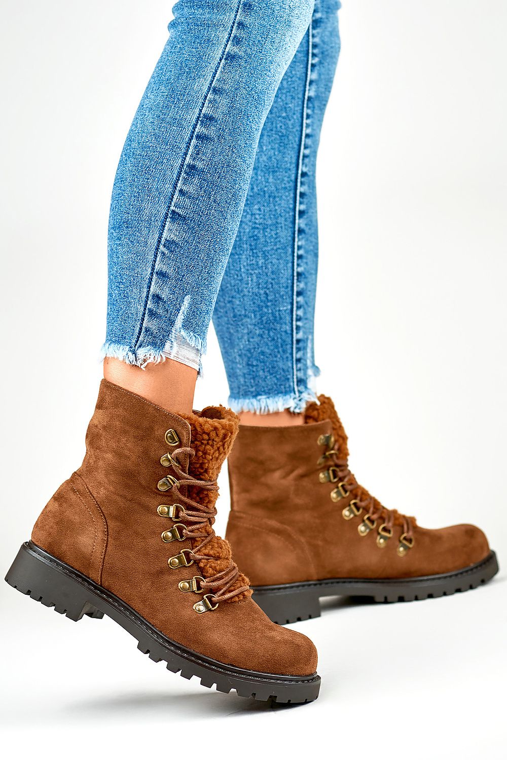 PRIMO Elegant Brown Suede Booties with 15 cm Upper and 3 cm Heel - Comfortable Warm Footwear