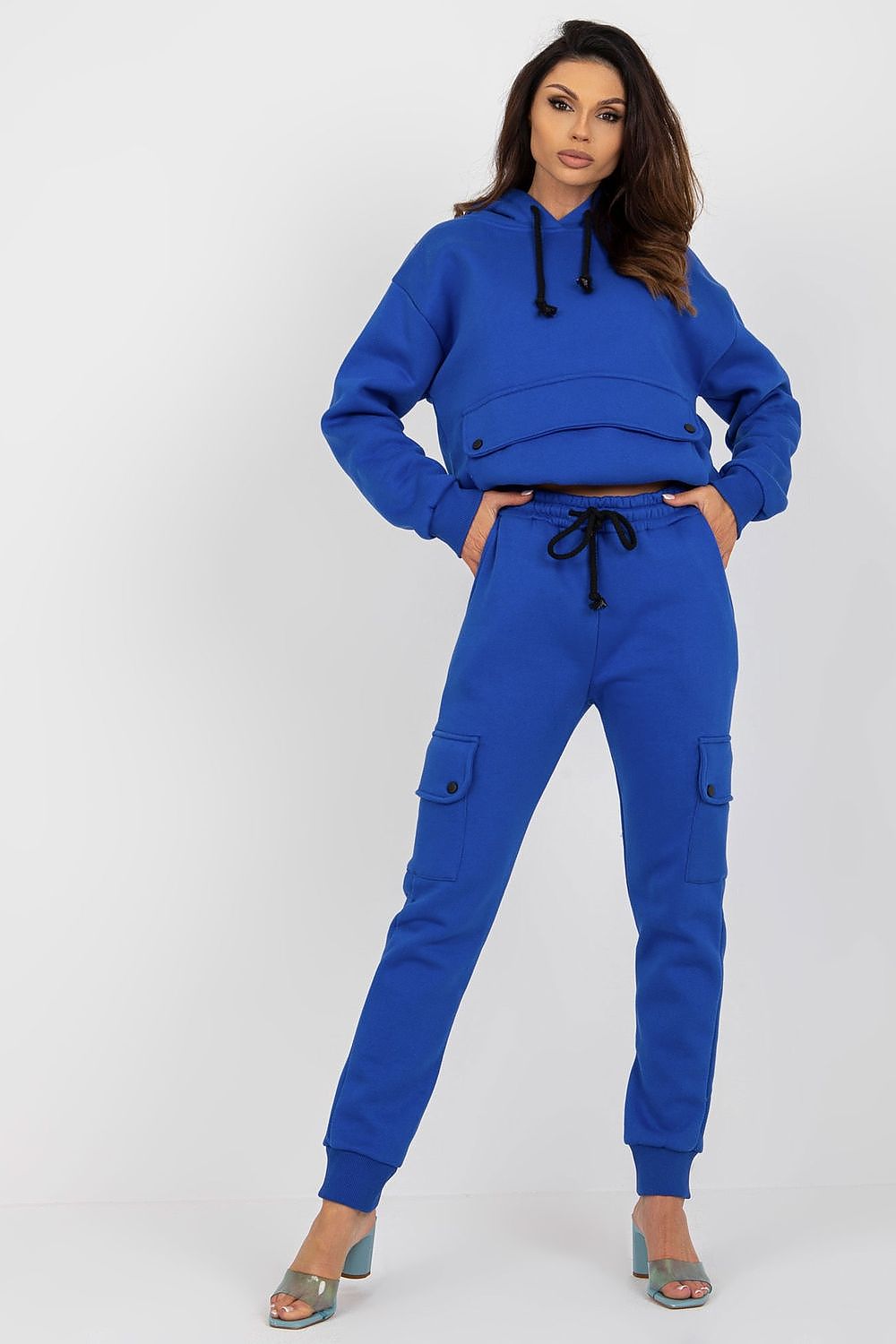Luxury Casual Set: Hooded Sweatshirt & Cargo Pants in Cotton-Blend for Comfort & Style