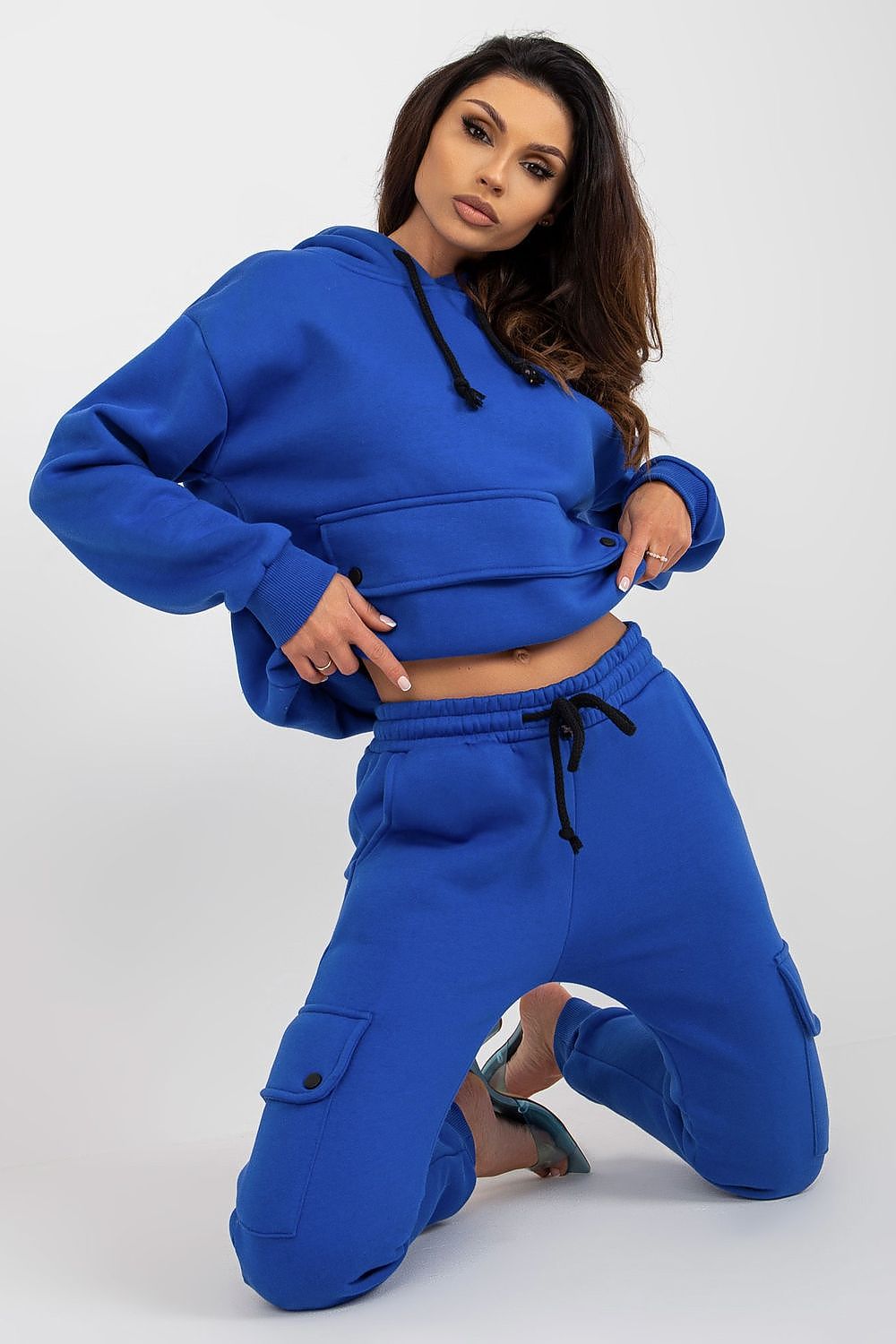 Luxury Casual Set: Hooded Sweatshirt & Cargo Pants in Cotton-Blend for Comfort & Style