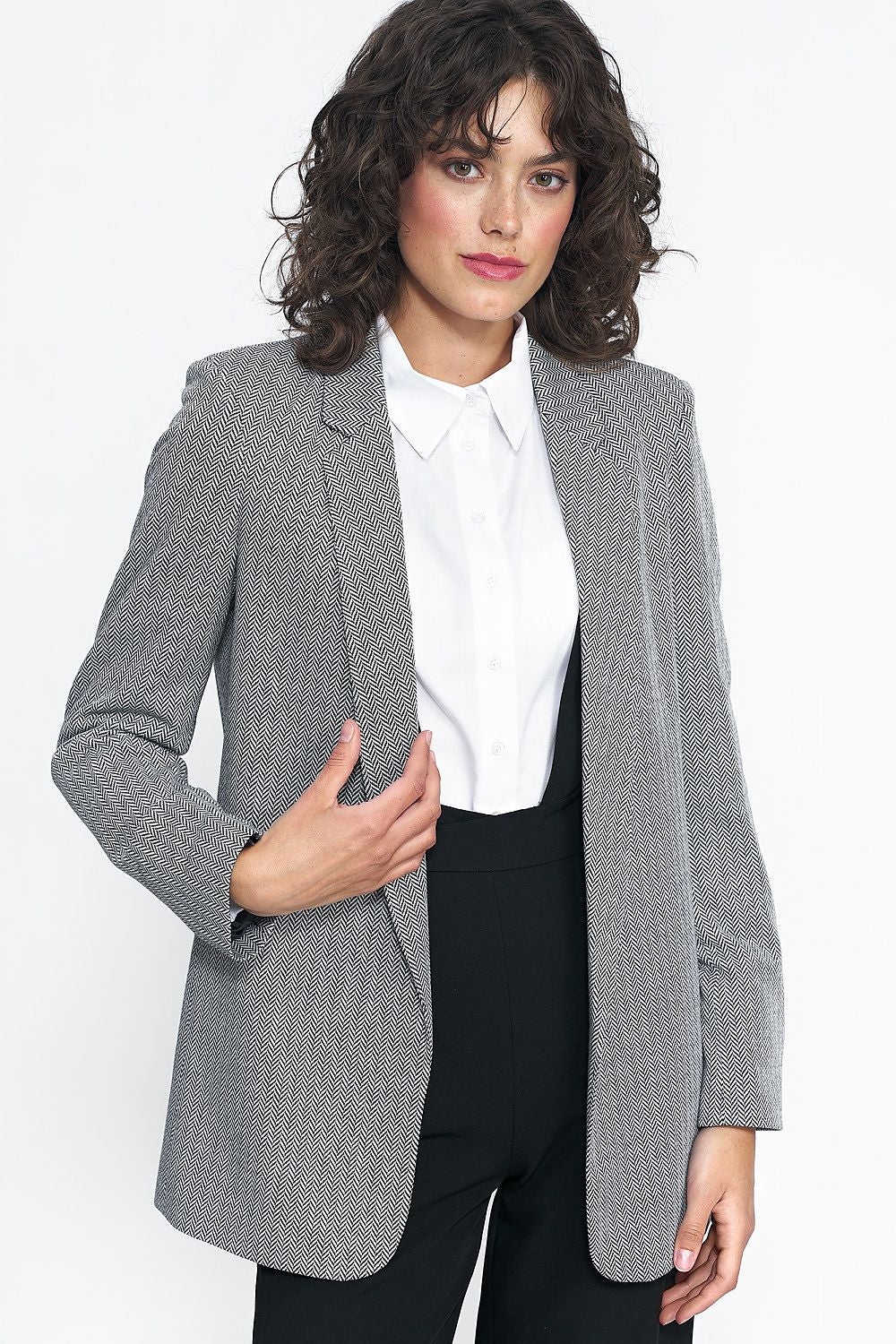 Elegant Unlined Patterned Jacket By Nife - Versatile Fashion For Work, Dates, and Celebrations