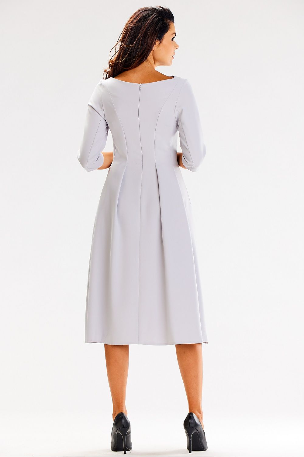 Elegant Flared Daydress with 3/4 Sleeves and Boat Neckline by Awama - Perfect for Any Occasion