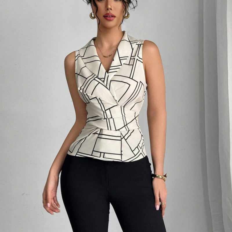 Summer Chic Commuter Sleeveless Top With Straps
