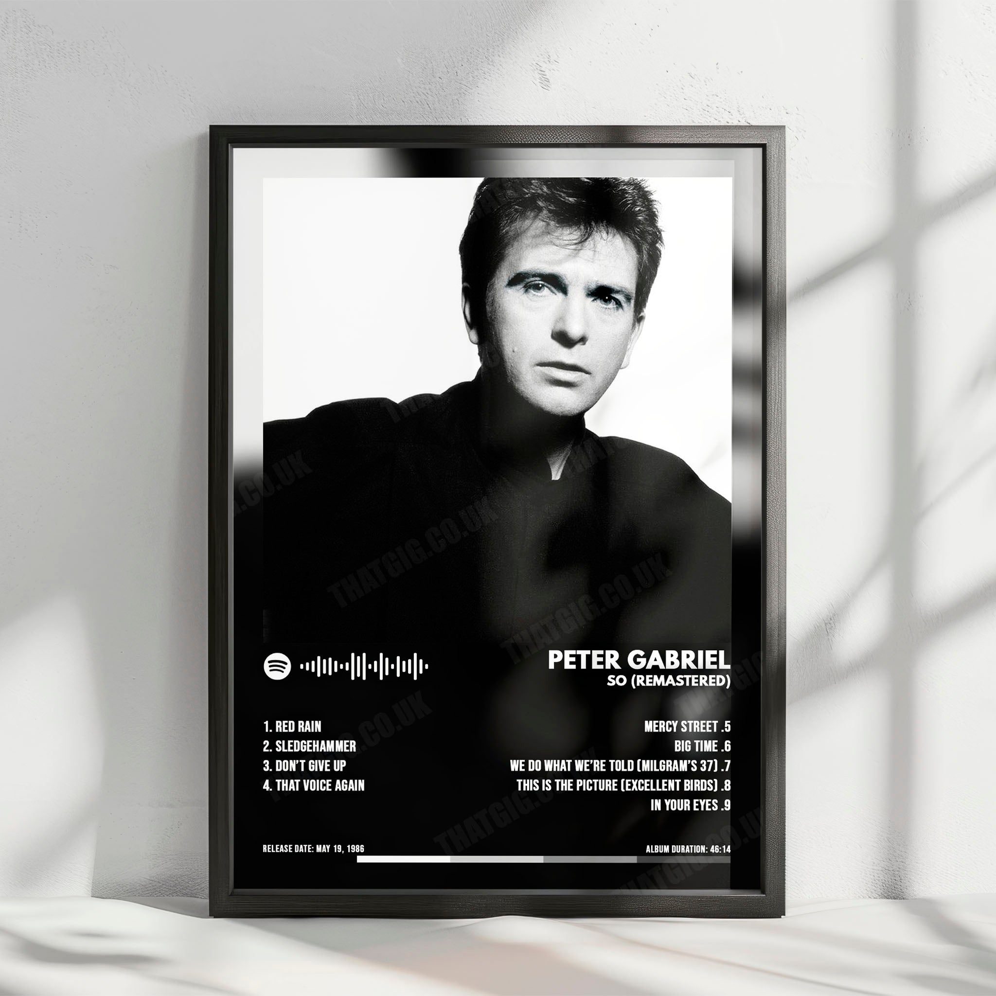 Peter Gabriel "So " Album Cover Poster - with Complete Tracklist