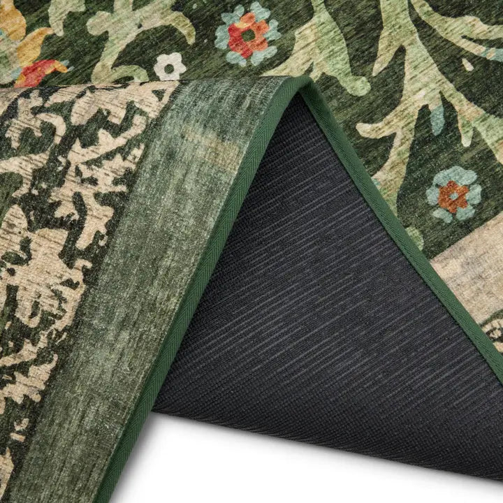 Rug Eco-Washable Country Paisley Green