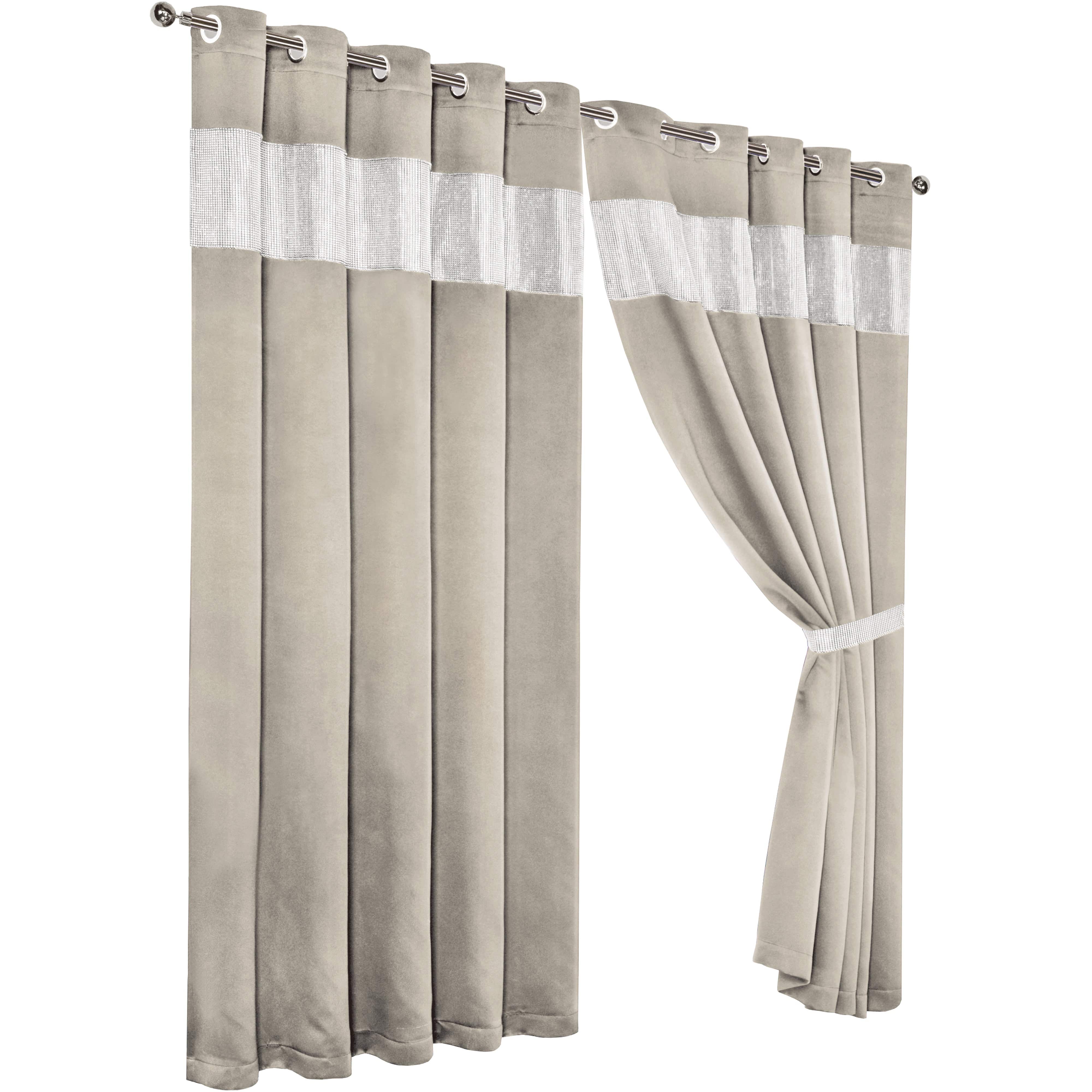 OLIVIA ROCCO Diamante Natural Blackout Eyelet Curtains With Tie Backs Thermal Ring Top Window Dressings For Living Room And Bedroom