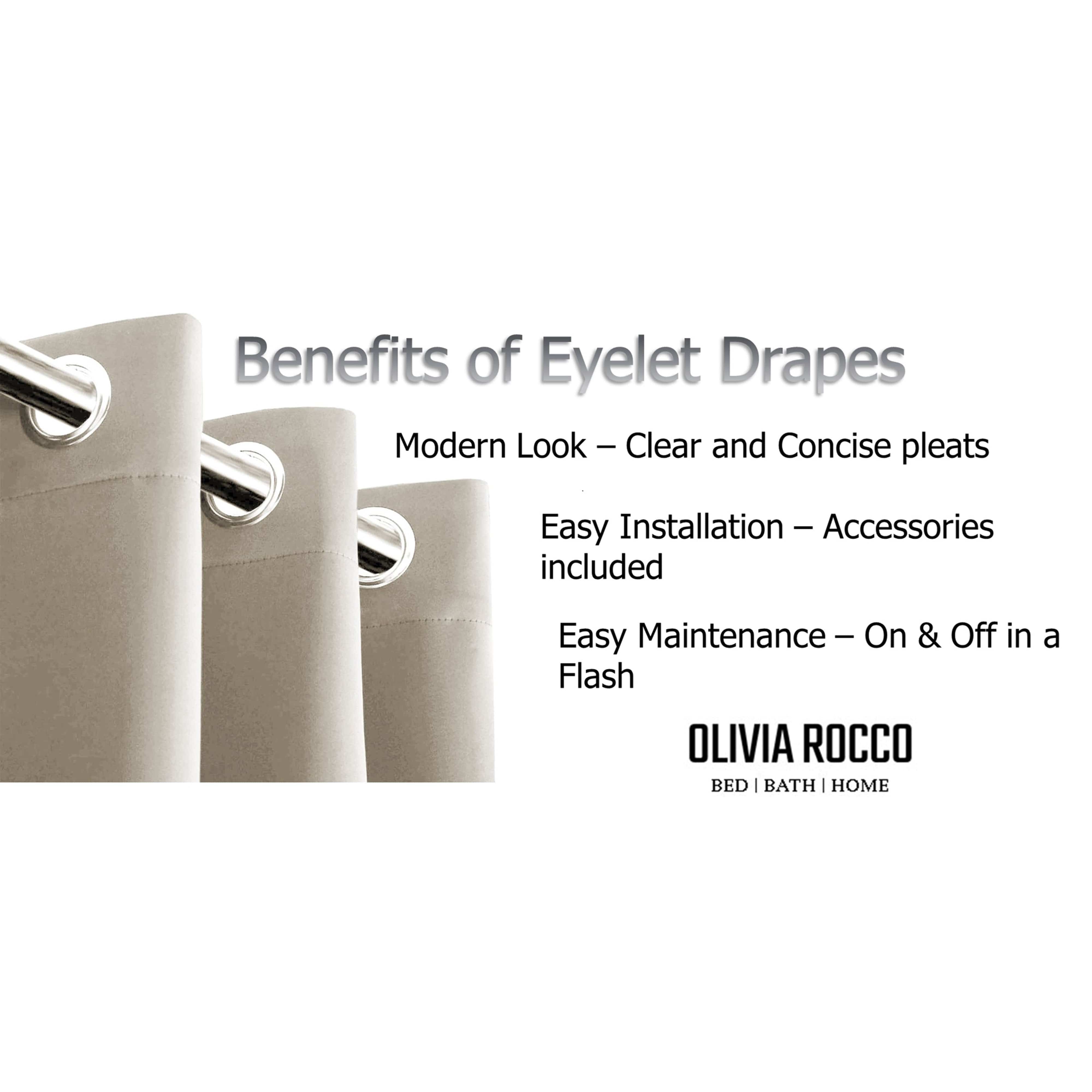 OLIVIA ROCCO Diamante Natural Blackout Eyelet Curtains With Tie Backs Thermal Ring Top Window Dressings For Living Room And Bedroom
