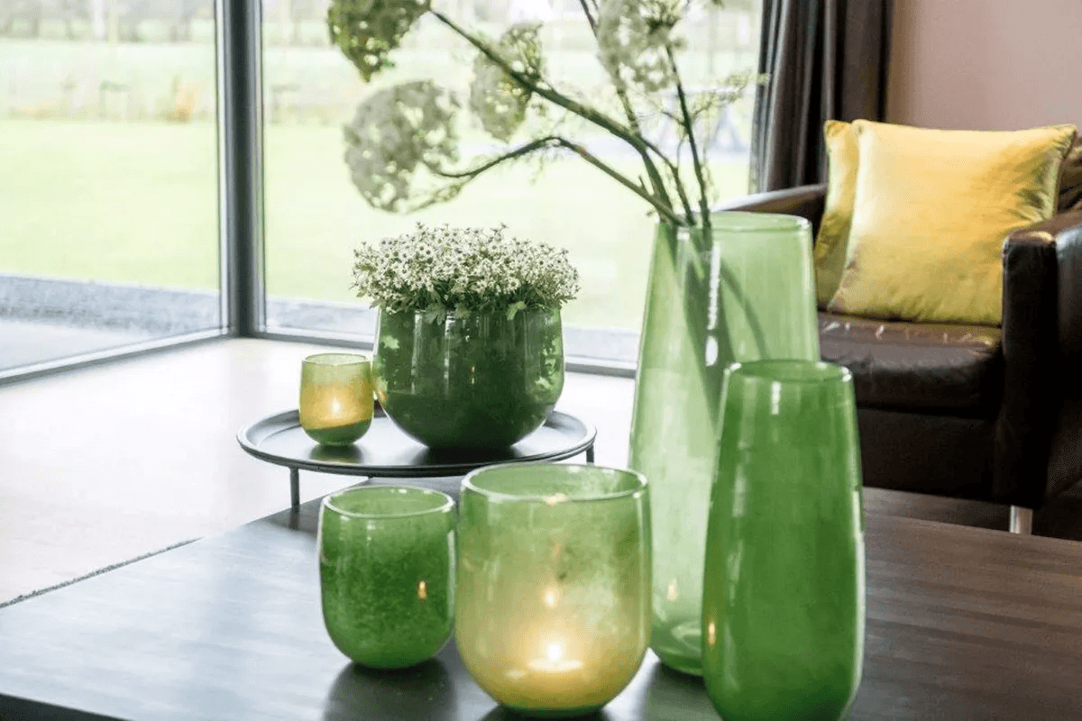 Glass Vase ROBERT - H50 D14 cm - JUNGLE GREEN Colour by DutZ