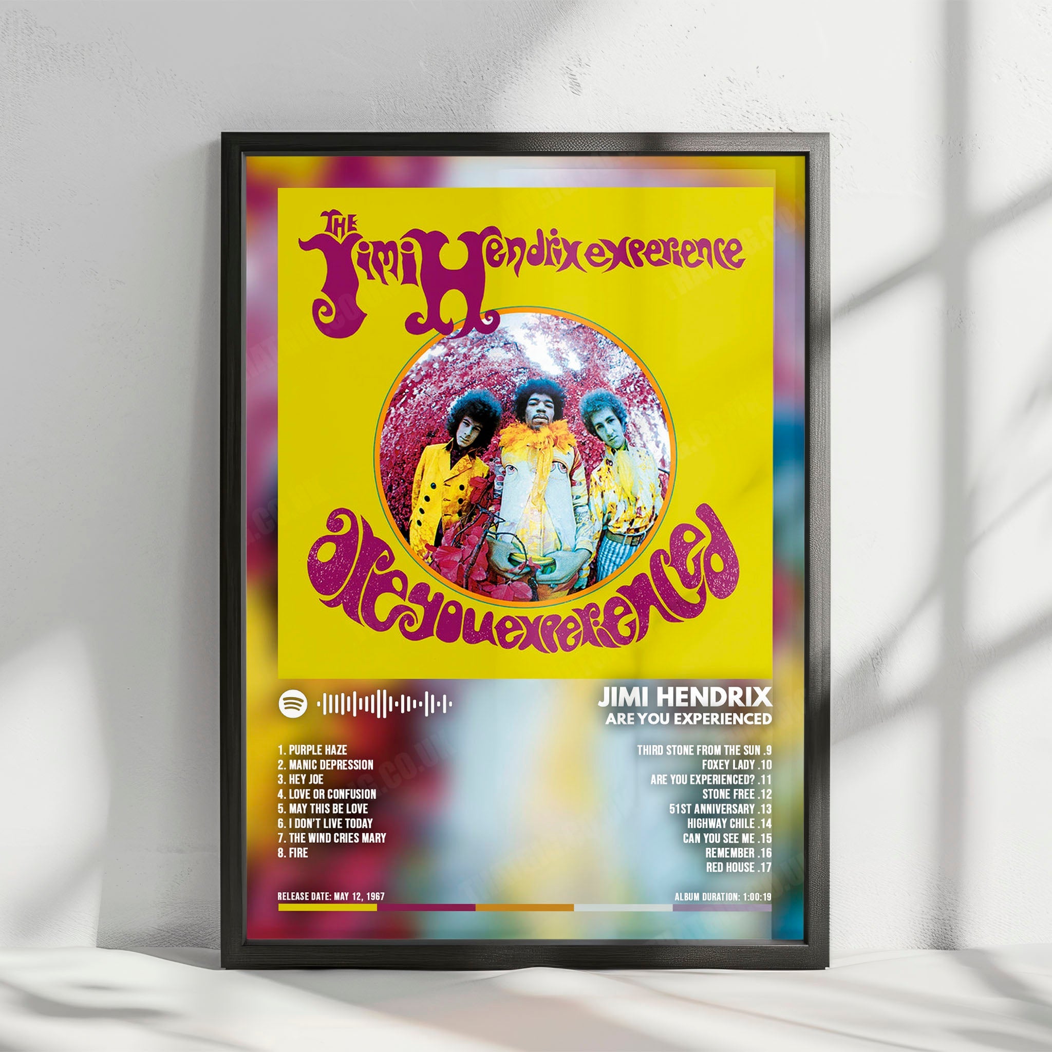Jimi Hendrix "Are You Experienced" Album Cover Poster - with Complete Tracklist