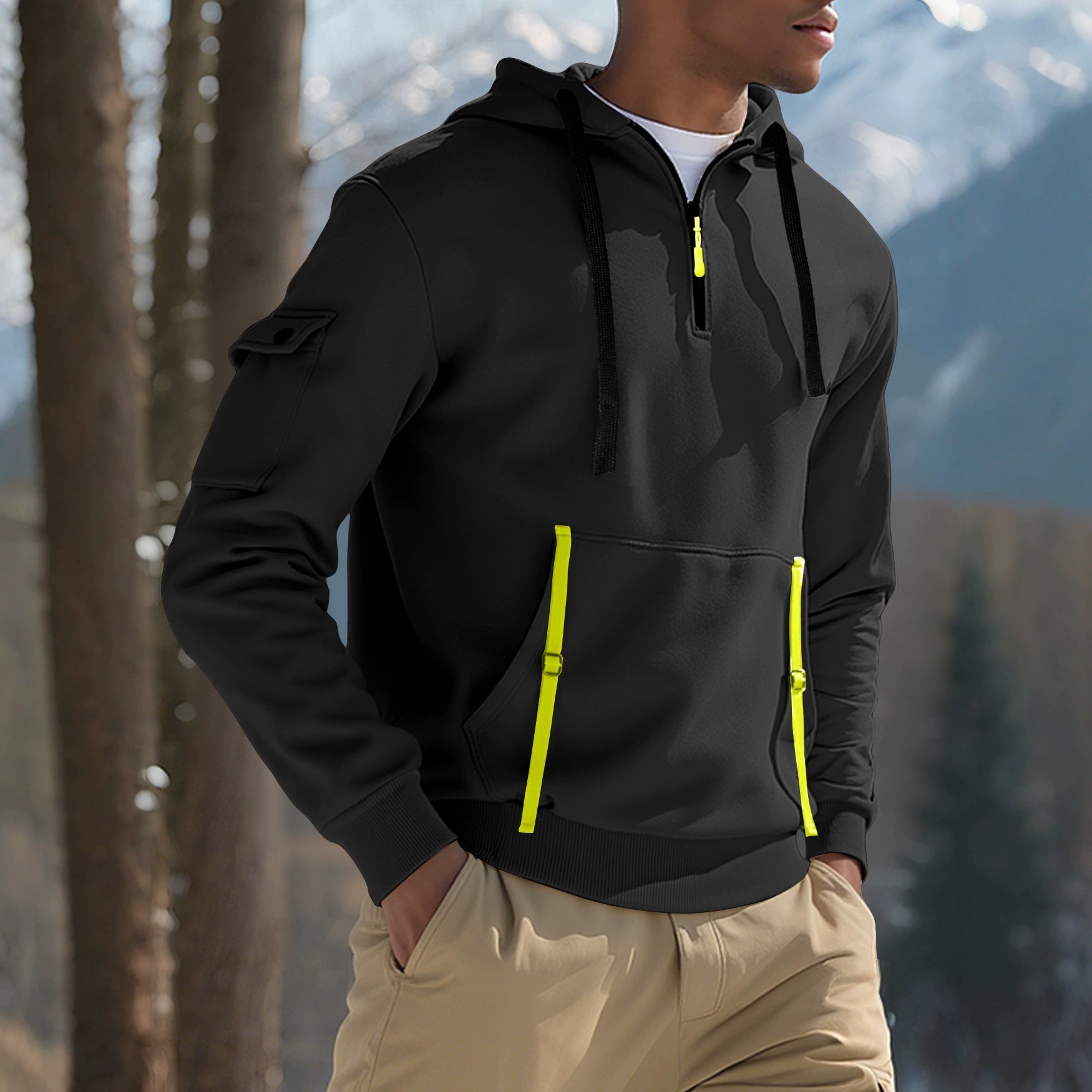Men's Fleece-lined Casual Sweatshirt Fashion Hoodie