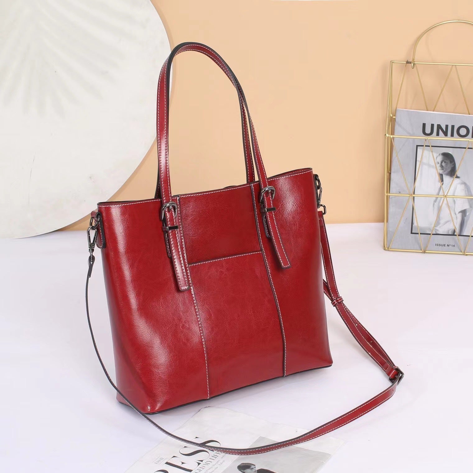 Big Bag Genuine Leather Capacity Cowhide Messenger Bag Female Hand-held Tote