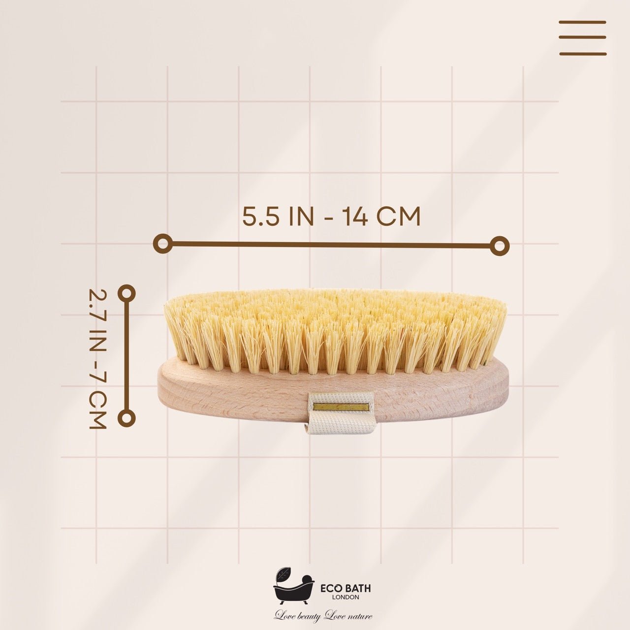 Eco Bath London Natural Sisal Massage Hand Brush - Dry Brushing Hand Brush for Exfoliation