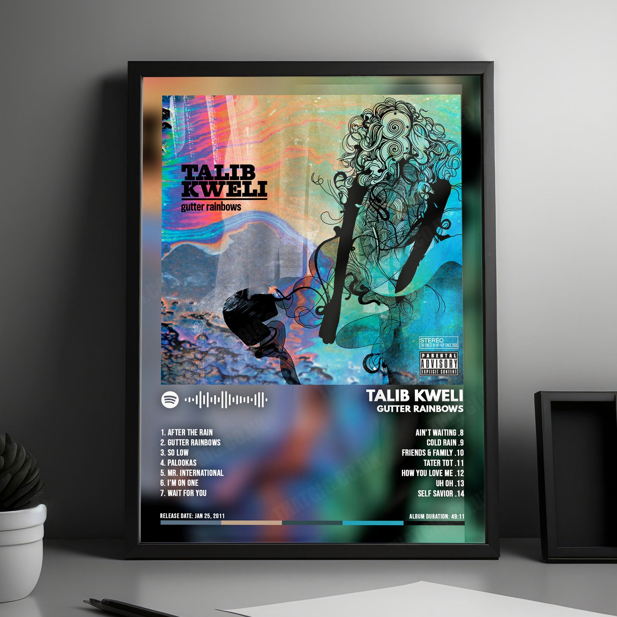 Talib Kweli "Gutter Rainbows" Album Cover Poster - with Complete Tracklist
