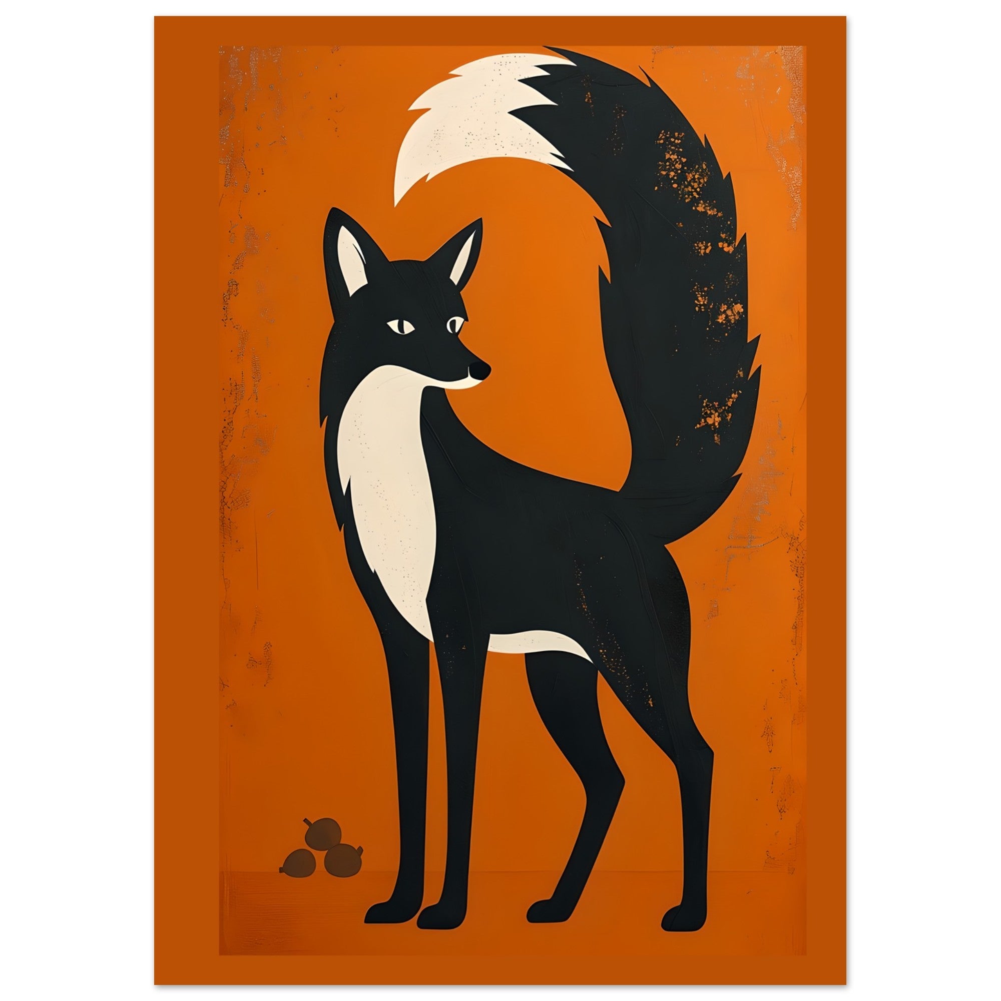 Modern Fox Poster - Scandinavian Woodland Animal Art - Retro Orange Minimalist Print for Home