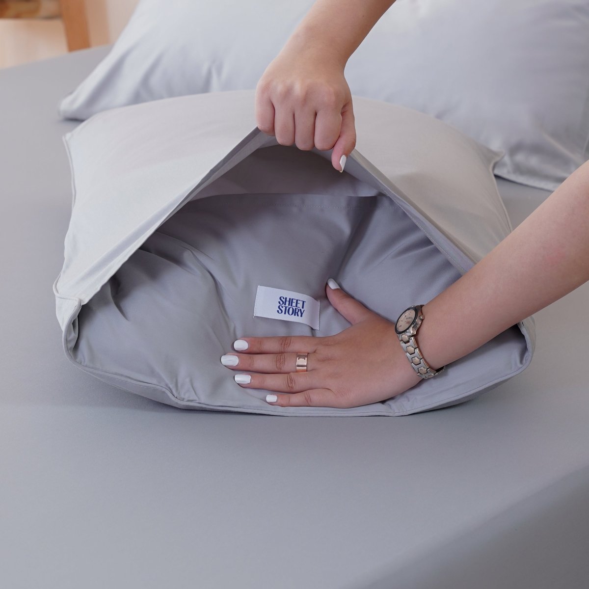 Ella Cotton - Dove Grey Pillowcases Pair - Zestio