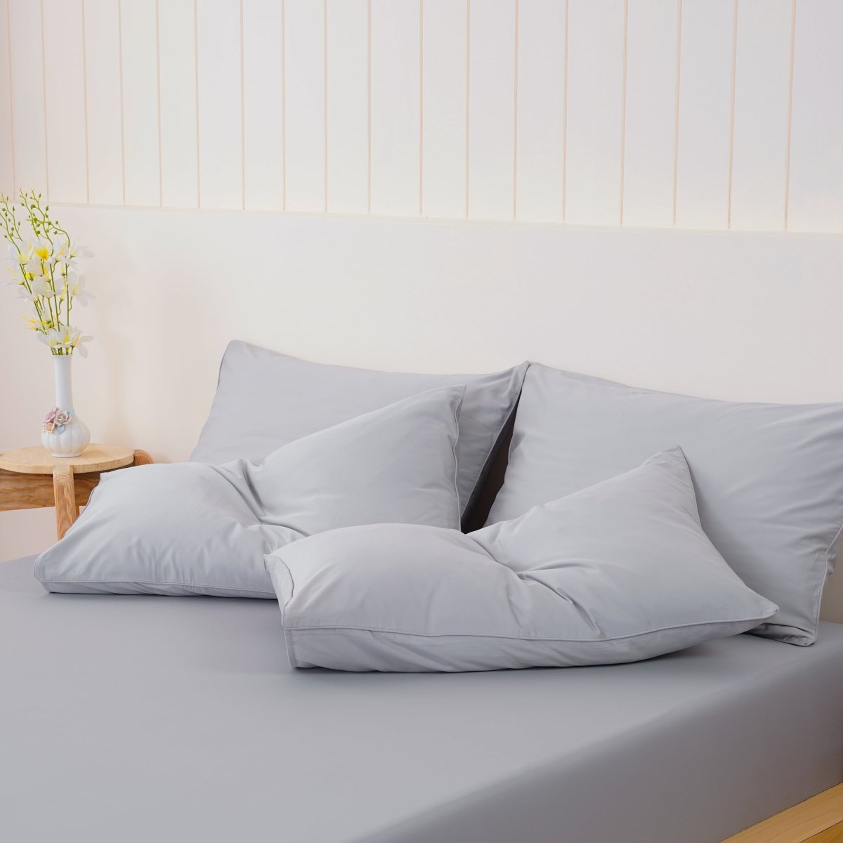 Ella Cotton - Dove Grey Pillowcases Pair - Zestio